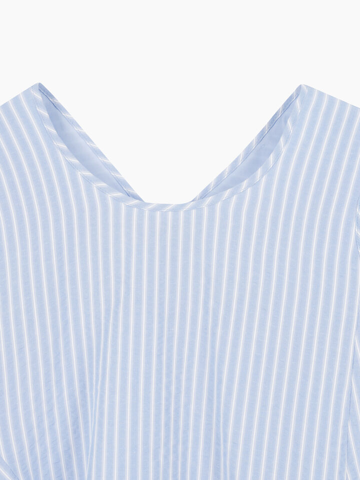 Light blue striped sleeveless blouse - null - Light Blue | Sisley K image number 3